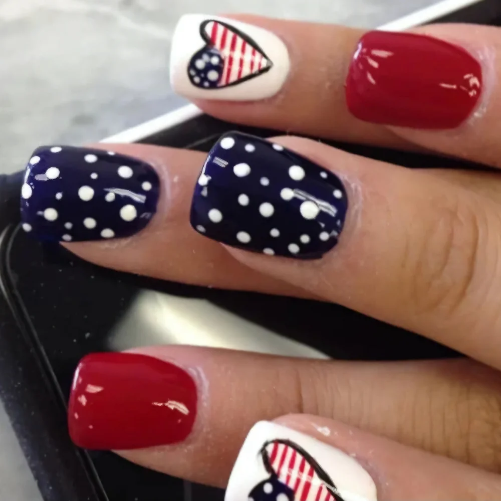 Red White And Blue 4th Of July Press On Nails